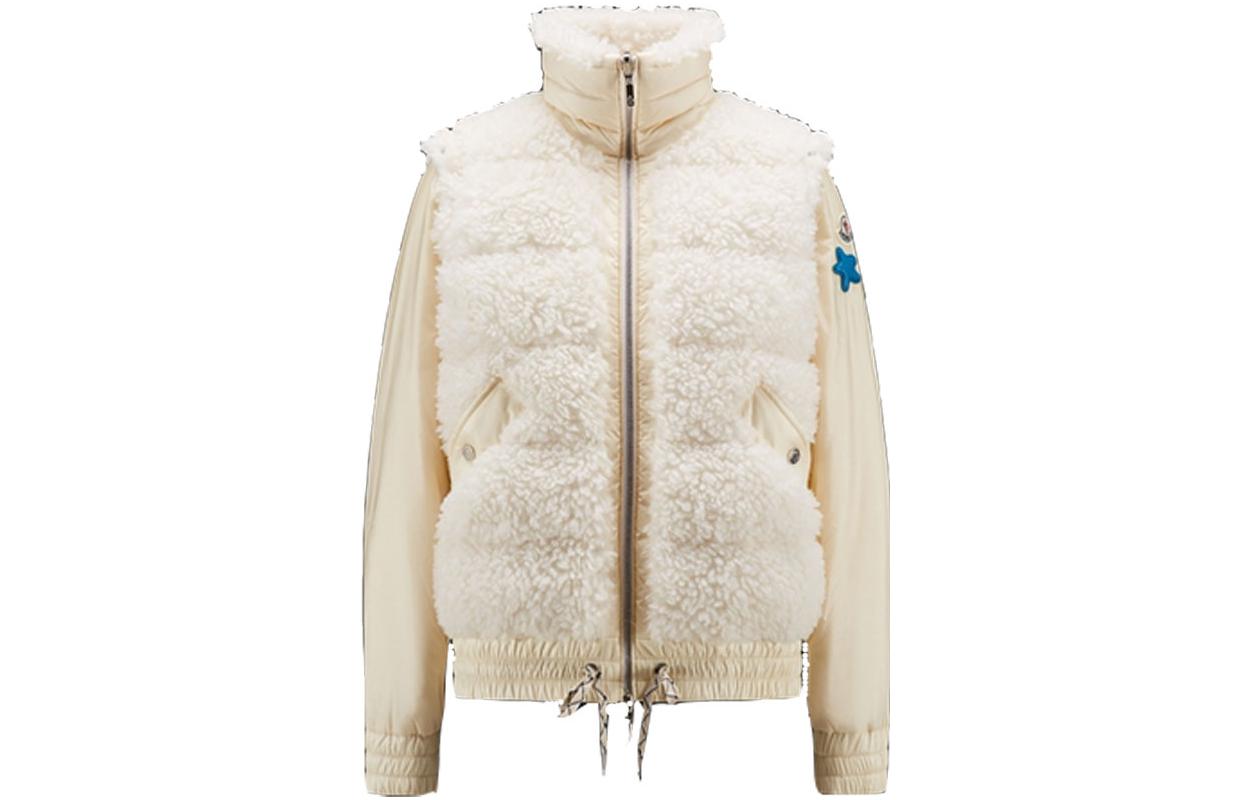 Order (W) 몽클레르 FW22 화이트 지퍼 스탠드 칼라 롱슬리브 스웨트셔츠. H20938N00004M2054032