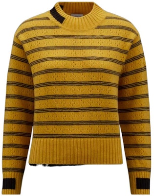 (W) Moncler FW22 Suéter Amarillo Cuello Redondo con Puños a Rayas Color Block. H20939C00003M1115110 Order (W) Moncler FW22 Suéter Amarillo Cuello Redondo con Puños a Rayas Color Block. H20939C00003M1115110