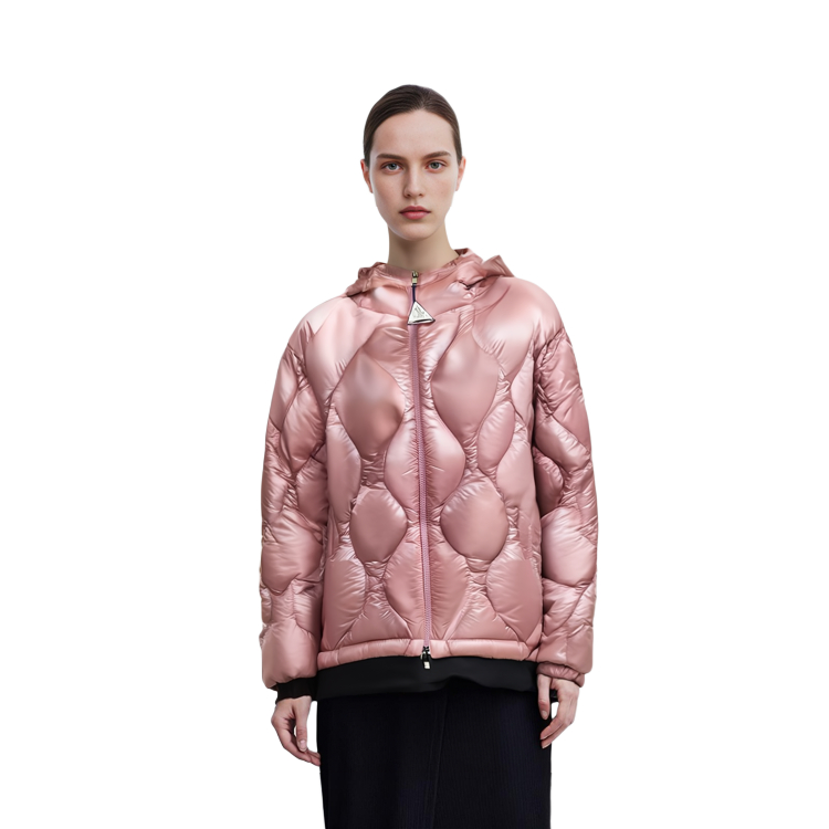 Shop (W) Moncler FW22 Jaket Pendek Quilted Hooded Down Anthon Pink Stylish. H20931A00019595B1526