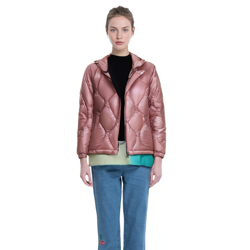 Cheap (W) Moncler FW22 Jaket Pendek Quilted Hooded Down Anthon Pink Stylish. H20931A00019595B1526