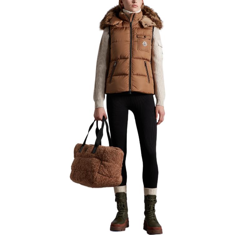 (Women) Moncler FW22 Bairon  Camel Hooded Down Vest with Logo Patch. H20931A0004454155227 圖 3