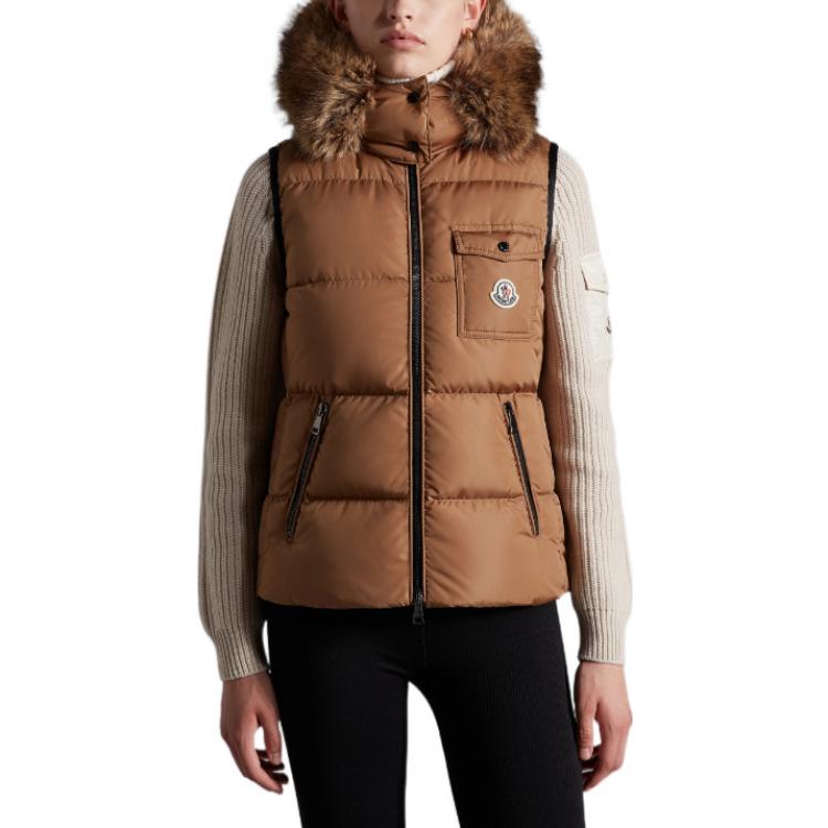 (Women) Moncler FW22 Bairon  Camel Hooded Down Vest with Logo Patch. H20931A0004454155227 圖 4