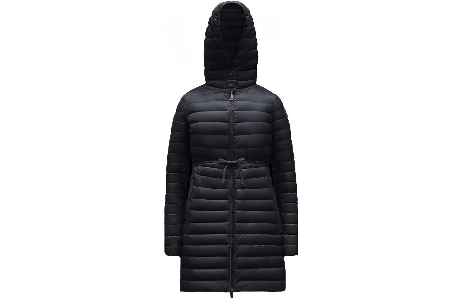 (Women) Moncler FW22 Barbel  Long Down Jacket Midnight Blue Quilted Waist Tie H10931C1010053048778