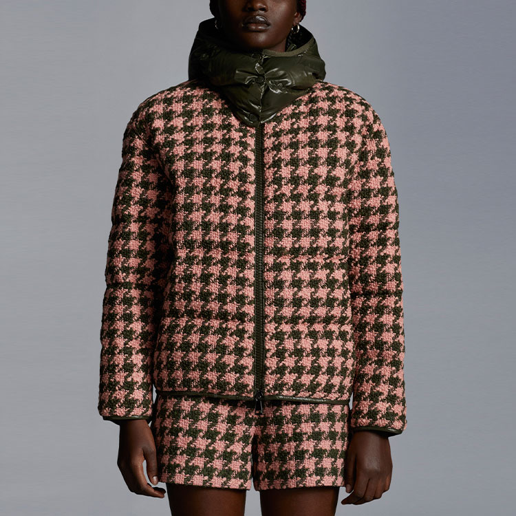 (Women) Moncler FW22 Chevril Houndstooth Short Hooded Down Jacket Women Salmon Pink. H20931A000725969YF48 圖 4