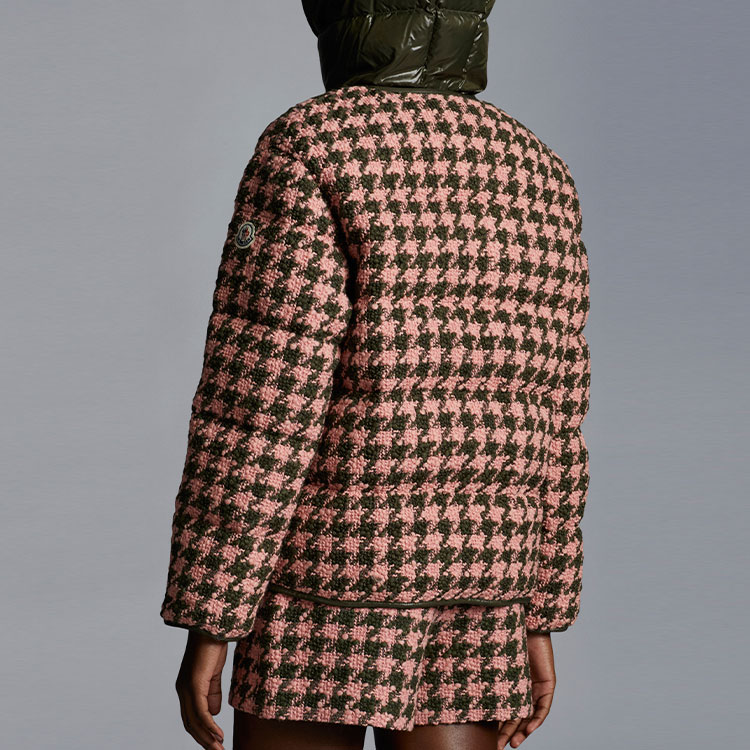 (Women) Moncler FW22 Chevril Houndstooth Short Hooded Down Jacket Women Salmon Pink. H20931A000725969YF48 圖 5