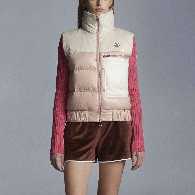 Shop (W) 蒙克莱 FW22 Criel 粉色轻薄羽绒马甲带标志补丁 H10931A000096895053A