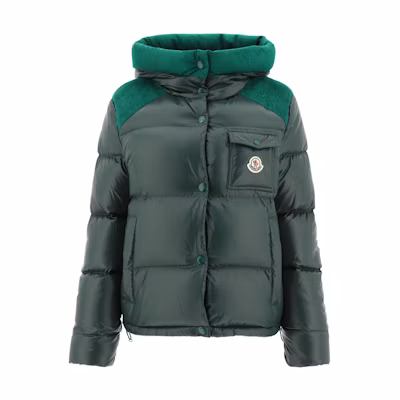 (Women) Moncler FW22 Fache Colorblock Hooded Down Jacket Green H20931A0012668950842