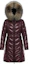 Order (W) Moncler FW22 Fulmarus Jaket Wanita Bertudung Zip Penuh Long Down - Burgundy. E20934986325C0065460