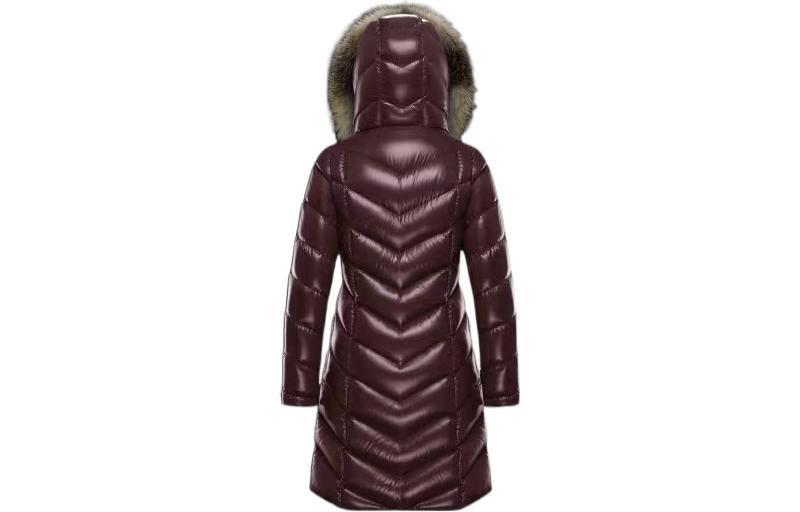 Lookbook (W) Moncler FW22 Fulmarus Jaket Wanita Bertudung Zip Penuh Long Down - Burgundy. E20934986325C0065460