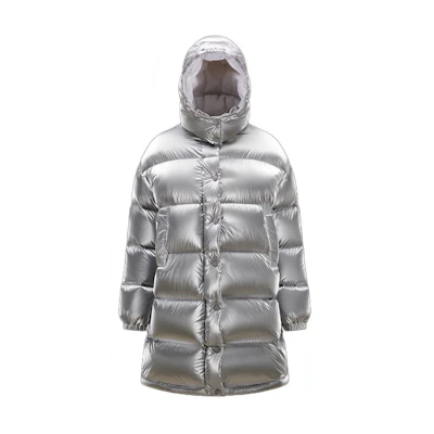 (Women) Moncler FW22 GAOU Silver Long Hooded Down Jacket Winter Skiwear. H20931C0007653A3H900