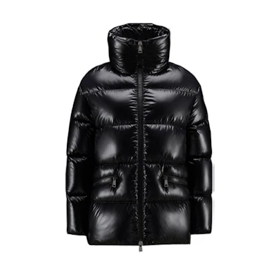 (Women) Moncler FW22 Genos Glossy Down Jacket Winter Black Long Sleeve Coat H20931A0010868950999