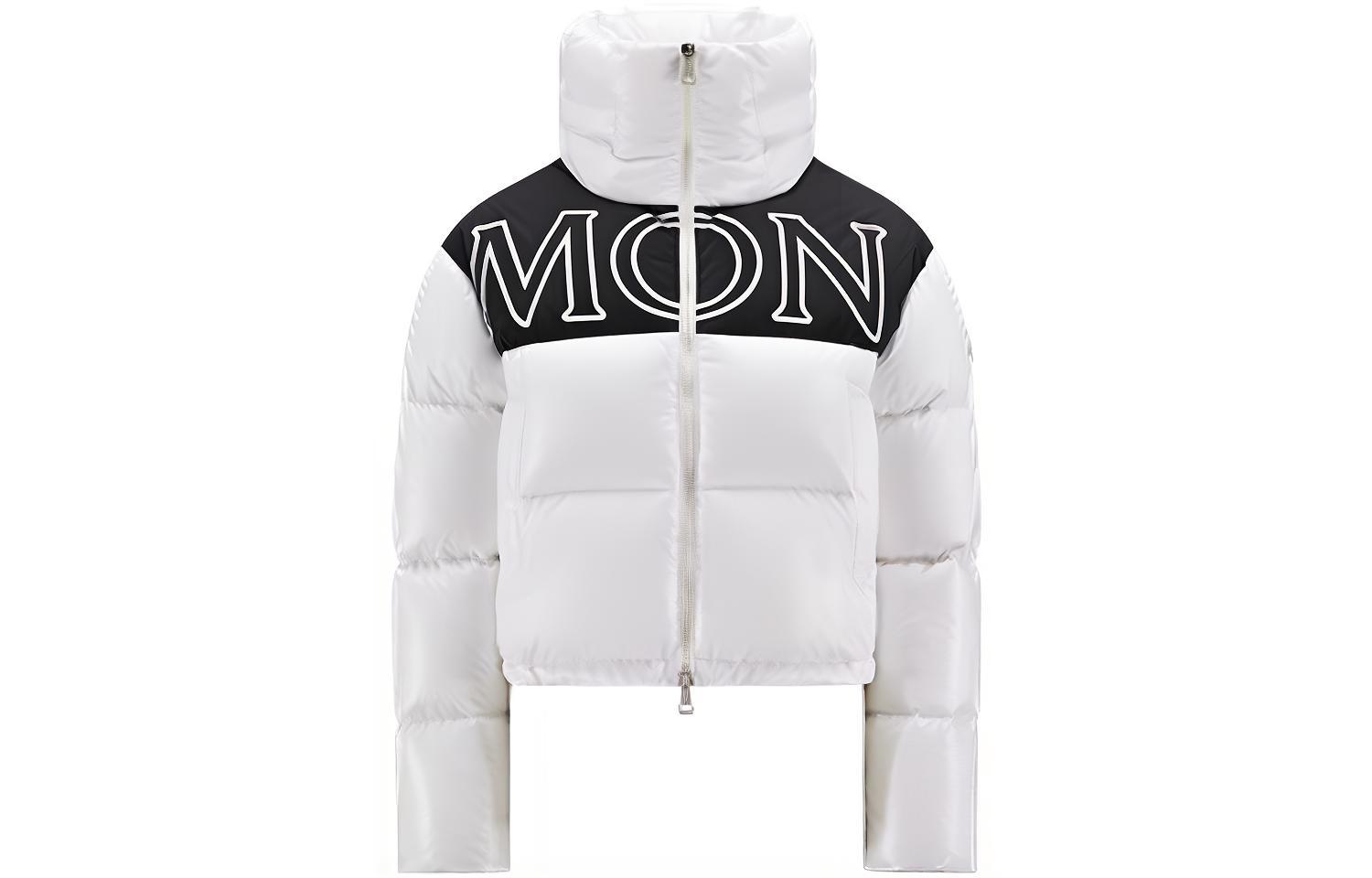(Women) Moncler FW22 Gers Colorblock Letter Print Hooded Down Jacket  White. H20931A0010568950032