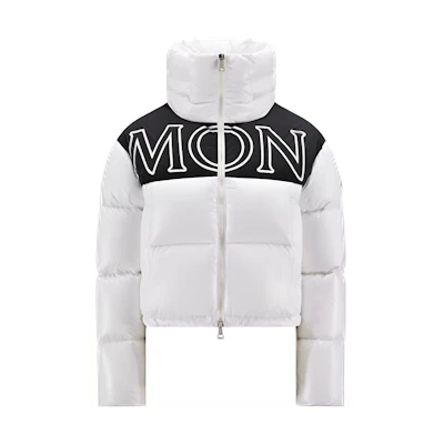 (Women) Moncler FW22 Gers Colorblock Letter Print Hooded Down Jacket White. H20931A0010568950032