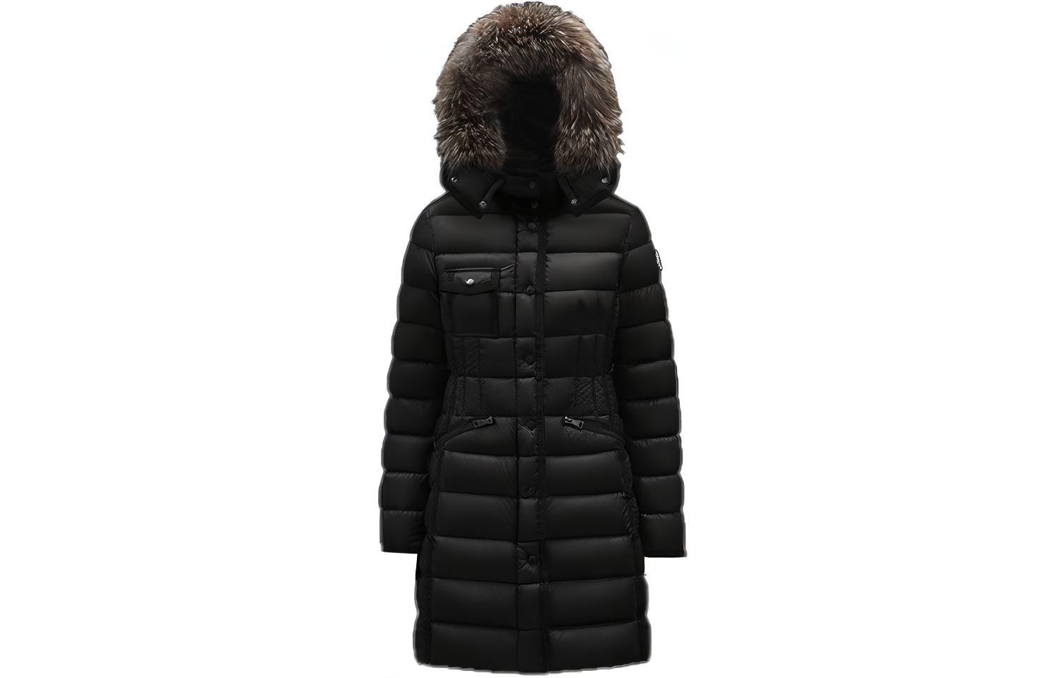 (Women) Moncler FW22 Hermifur  Black Hooded Puffer Jacket with Zip Closure. H20931C5160153048999