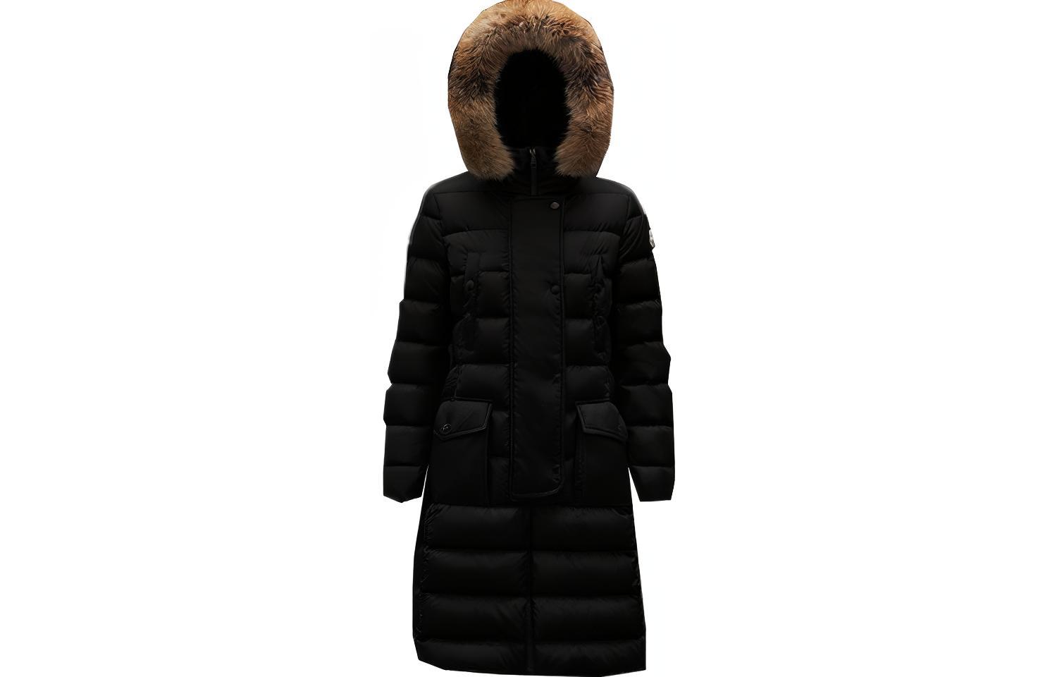(Women) Moncler FW22 KHLOE  Black Long Hooded Down Jacket with Logo Patch H20931C51B0268065999