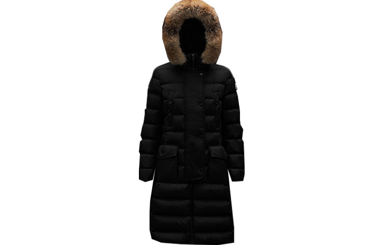 (Women) Moncler FW22 KHLOE  Black Long Hooded Down Jacket with Logo Patch H20931C51B0268065999 圖 2