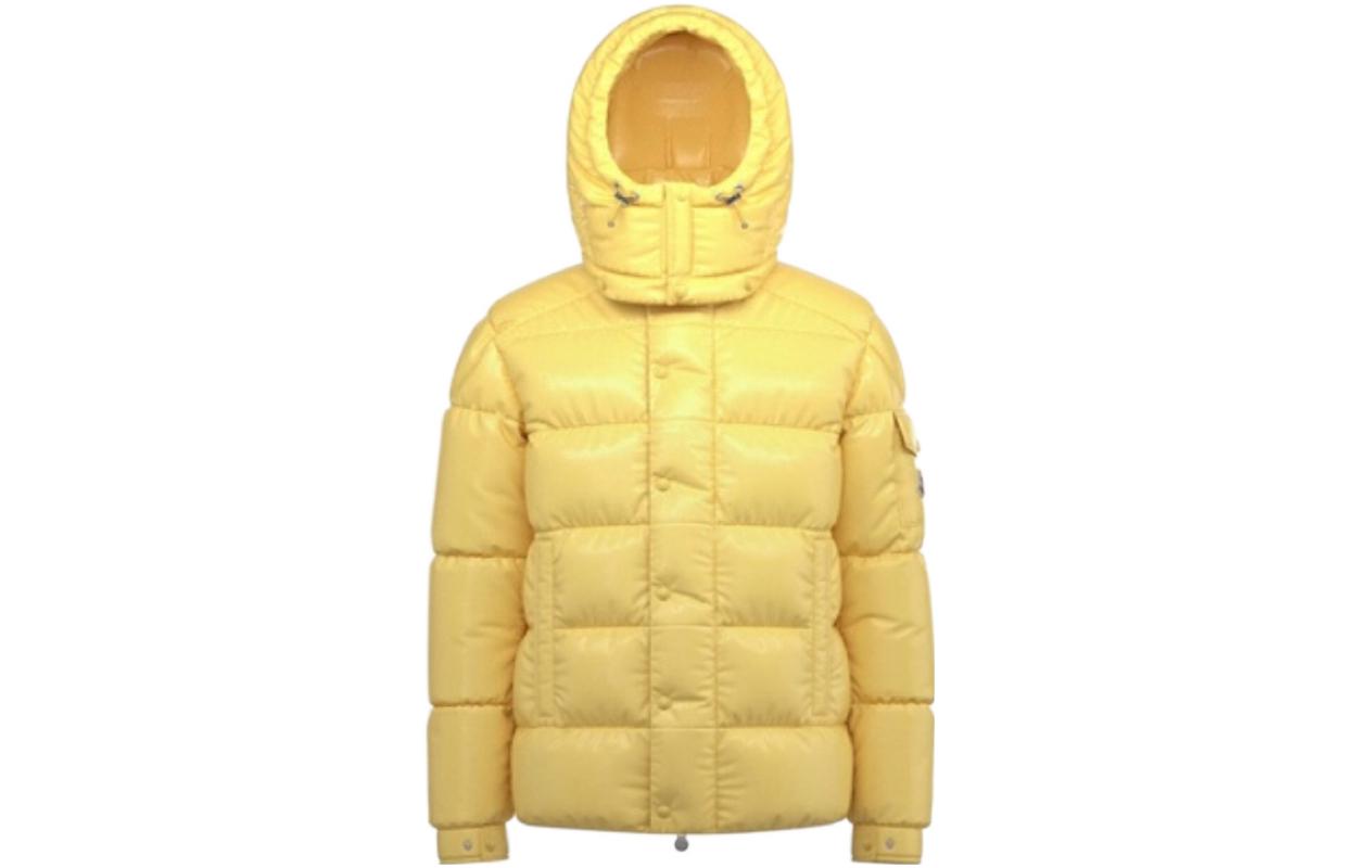 (Women) Moncler FW22 Maya 70th Anniversary Hooded Zip Short Down Jacket Women - Linen Yellow H20931A001535969T12G
