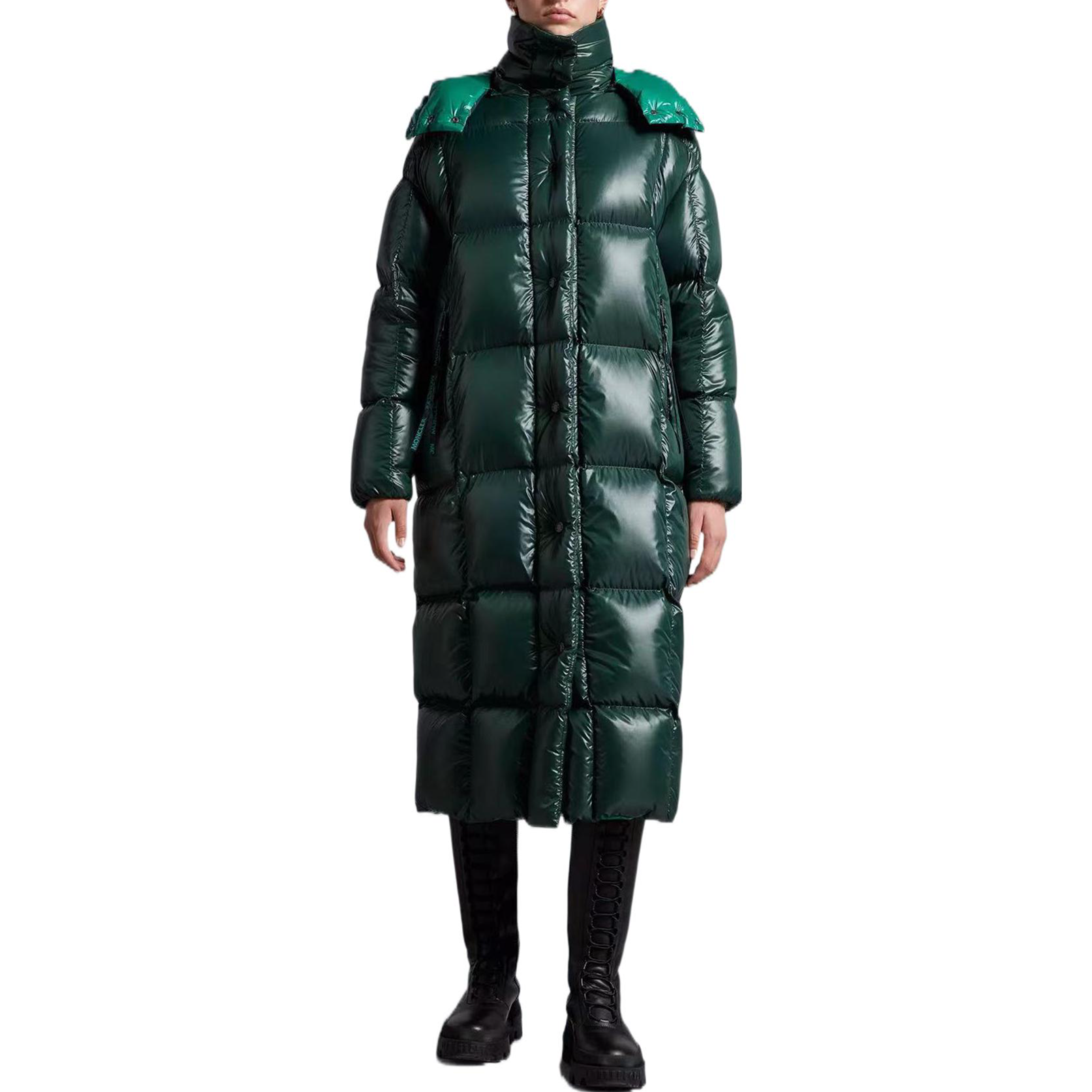 Lookbook (Women) Moncler FW22 Parnaiba  Long Zipper Hooded Down Jacket Green H20931C0007168950876