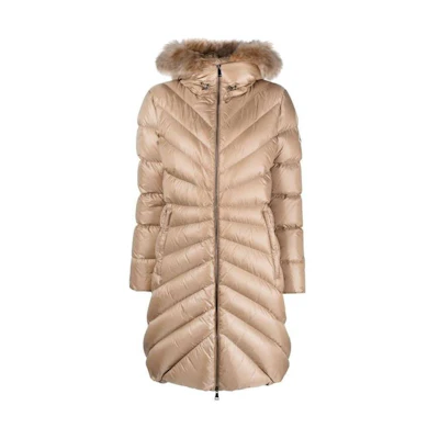 (Women) Moncler FW23 Beige Long Hooded Down Jacket I20931C00023595ZZ239