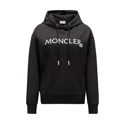 (Women) Moncler FW23 Black Embroidered Logo Hoodie Long Sleeve Sweatshirt. J10938G0001689A1K999