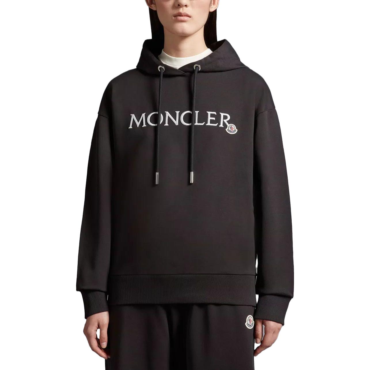 Shop (W) Moncler FW23 黑色刺繡Logo連帽長袖衛衣. J10938G0001689A1K999