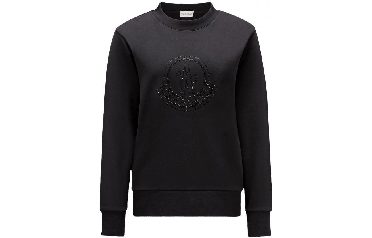 Order (W) Moncler FW23 Crystal Logo Crewneck Long Sleeve Sweatshirt Hitam 8G00053899TR999