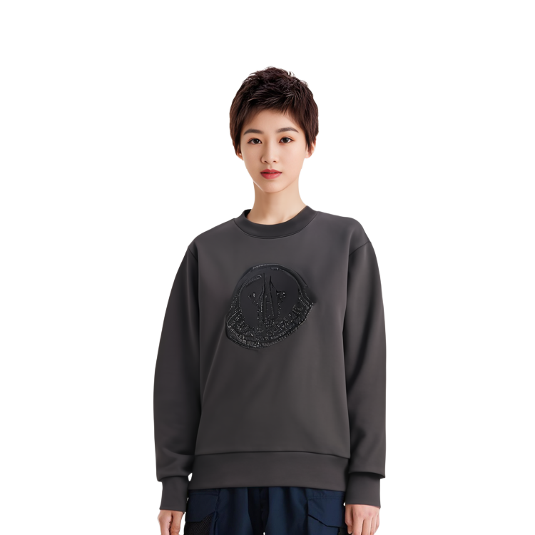 Sizing (W) Moncler FW23 Crystal Logo Crewneck Long Sleeve Sweatshirt Hitam 8G00053899TR999