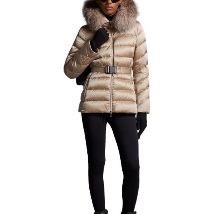 Lookbook (W) 蒙口FW23浅棕色修身连帽羽绒夹克。 I20931A0011759685229