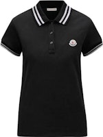 (Women) Moncler FW23 Logo Patch Polo Shirt Short Sleeve Pullover - Black. J10938A0000984720999 (Women) Moncler FW23 Logo Patch Polo Shirt Short Sleeve Pullover - Black. J10938A0000984720999