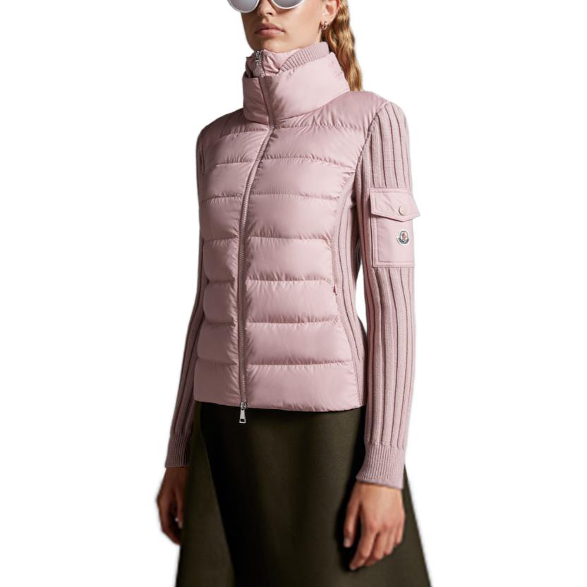 Purchase (W) 몽클레르 FW23 핑크 울 가디건 하이넥 캐시미어 로고 스웨터. I20939B00024M113151A