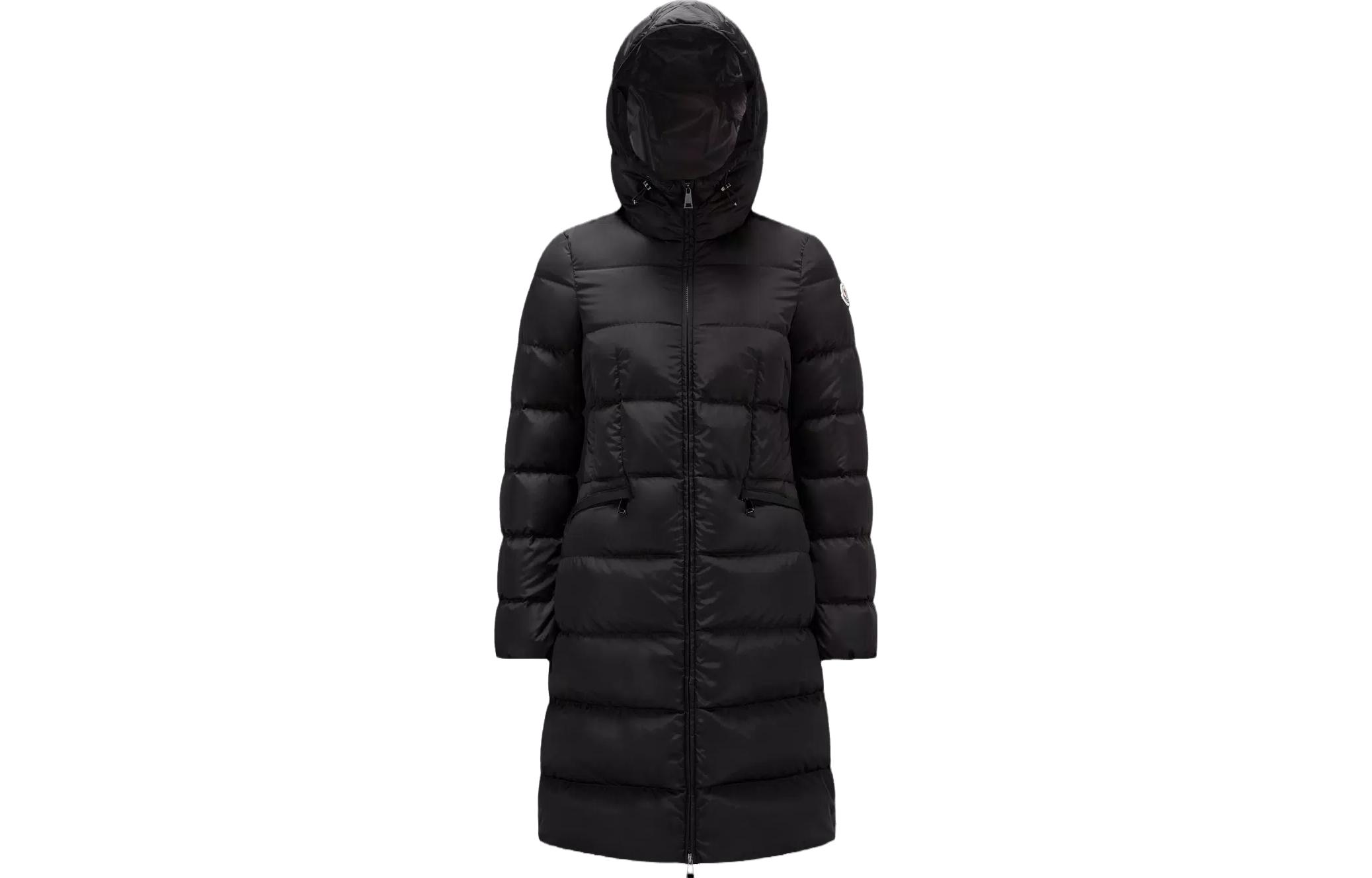 Buy (W) Moncler FW23 Avocette 黑色霧面連帽長版羽絨外套附品牌標誌。 I20931C00021539ZD999