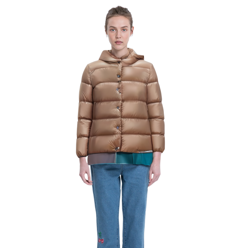 Details for (W) Moncler FW23 Jaket Puffer Fitted Cochevis Coklat Muda. I20931A00144595ZZ239