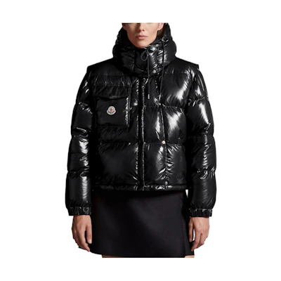 (Women) Moncler FW23 Karakorum Black Short Down Jacket with Removable Sleeves. I20931A0018359607999