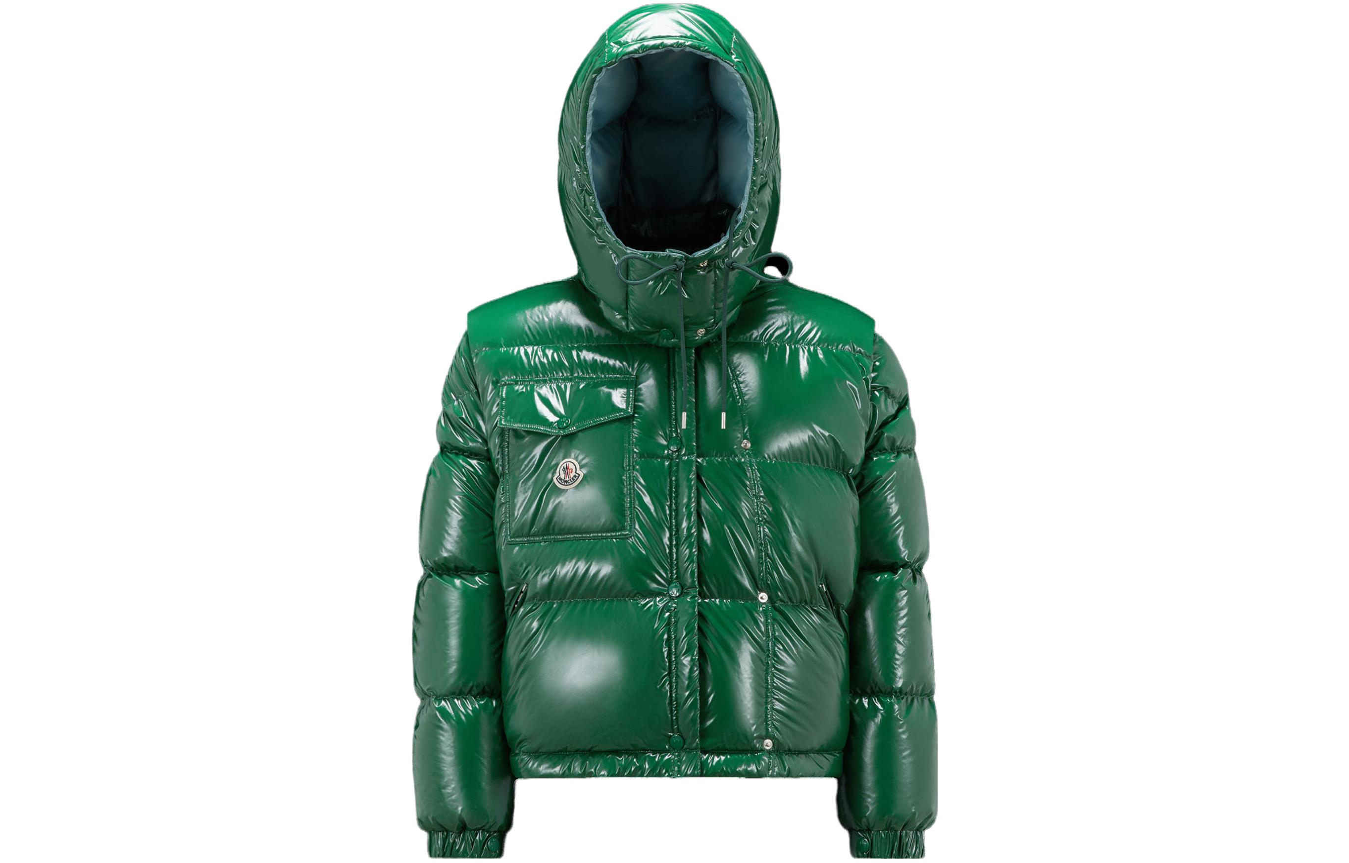 (Women) Moncler FW23 Karakorum  Short Down Jacket Green with Detachable Sleeves. I20931A0018359607854