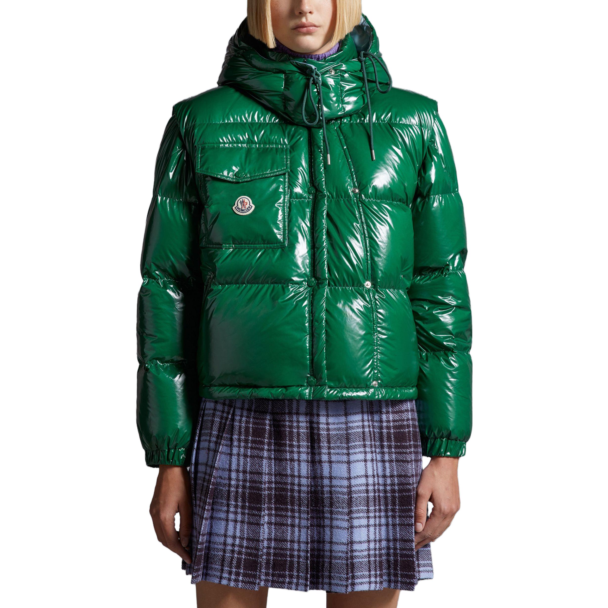 Lookbook (W) Moncler FW23 Jaket Pendek Karakorum Hijau dengan Lengan Boleh tanggal. I20931A0018359607854