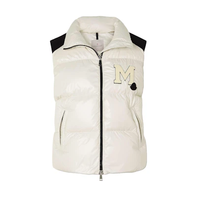 (Women) Moncler FW23 M-Logo Down Vest White I20931A00017595ZJ034