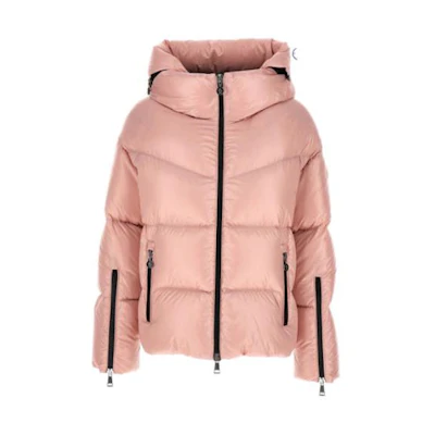 (Women) Moncler FW23 Pink Hooded Down Jacket Loose Fit Outerwear. 1A001315963V51A