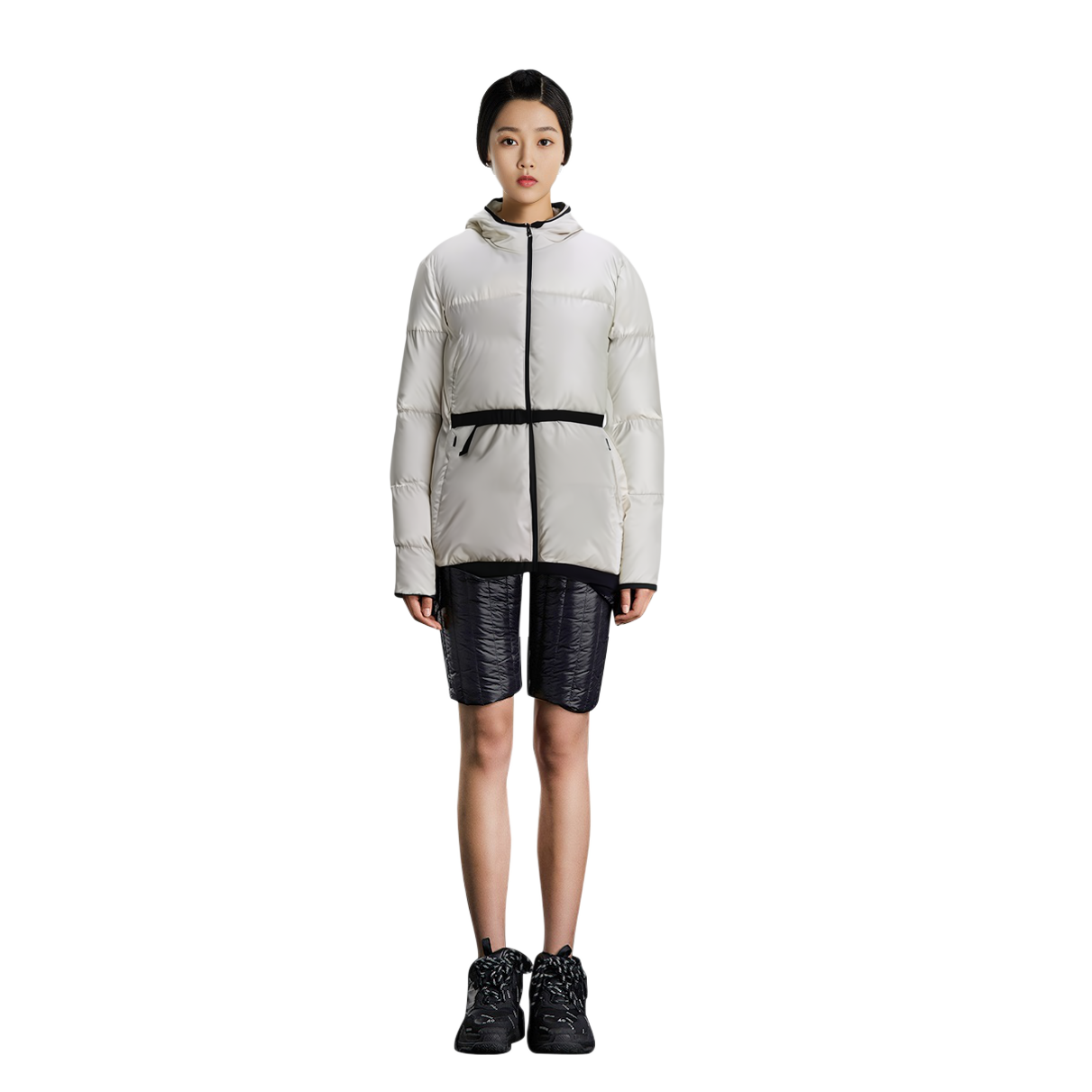 (Women) Moncler FW23 Sirli  White Hooded Waist-Tied Mid-Length Down Jacket. 1A00195539ZD041 圖 4