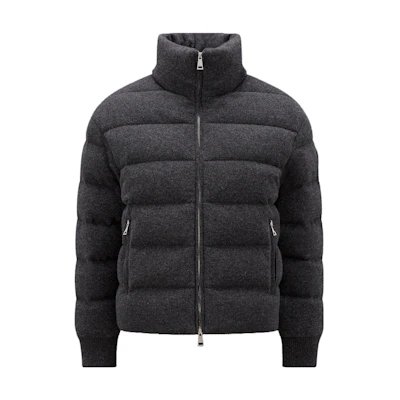 (Women) Moncler FW23 Solid Short Down Jacket Women’s Slim Fit Dark Grey Long Sleeve I10931A00107M1519989