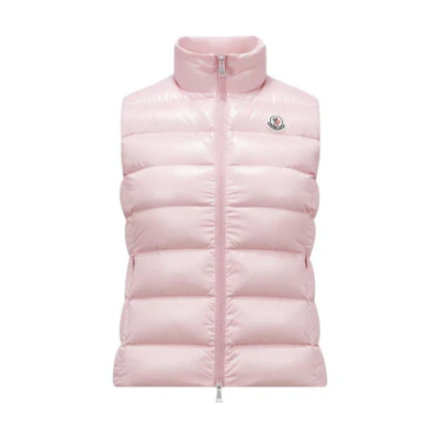 (Women) Moncler FW24 Ghany Slim Fit Sleeveless Down Vest Pink Nylon Glossy J20931A5250068950523