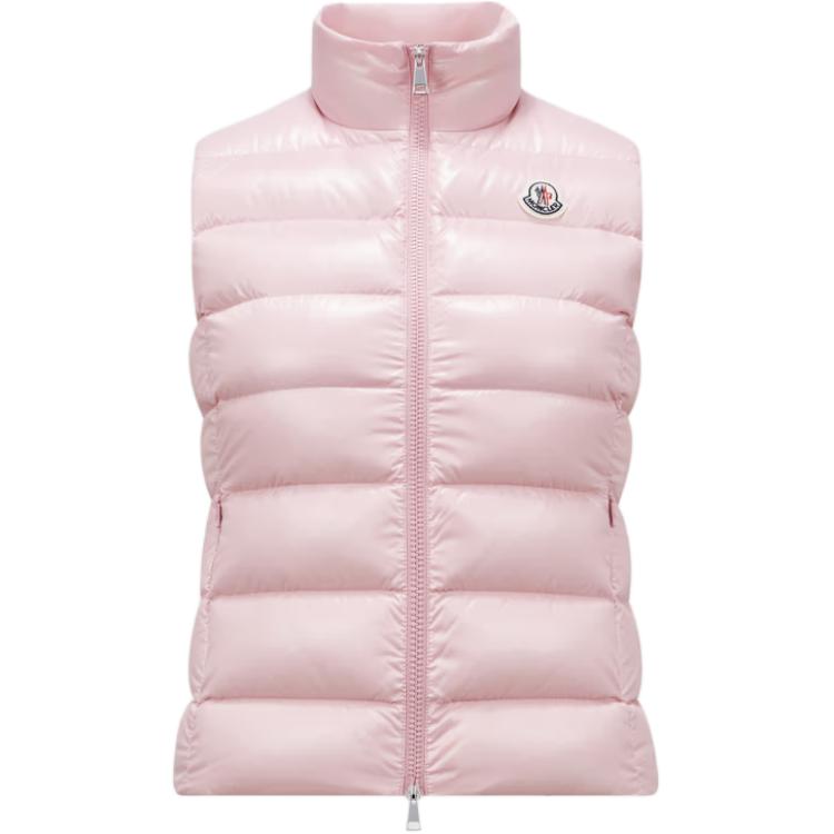 Order (Women) Moncler FW24  Ghany Slim Fit Sleeveless Down Vest Pink Nylon Glossy J20931A5250068950523