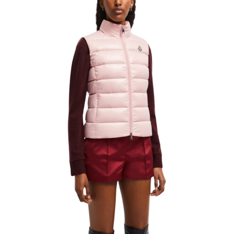 Purchase (Women) Moncler FW24  Ghany Slim Fit Sleeveless Down Vest Pink Nylon Glossy J20931A5250068950523