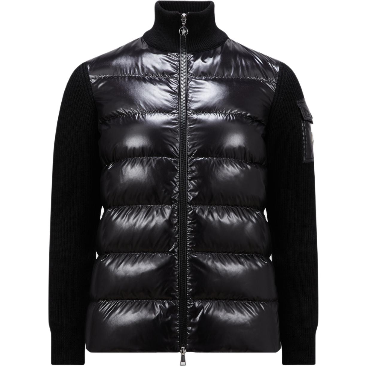 (Women) Moncler FW24  Glossy Lightweight Logo Puffer Jacket Black High Neck J20939B00013M1131999