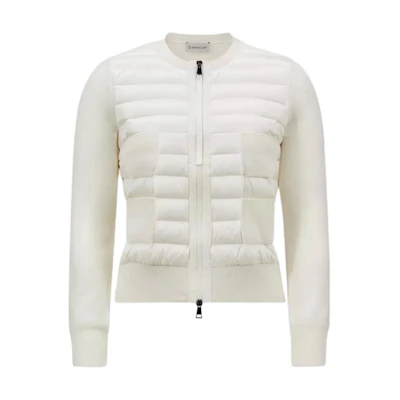 (Women) Moncler FW24 Lightweight Wool Long-Sleeve Down Jacket - White. J20939B51000A9018034