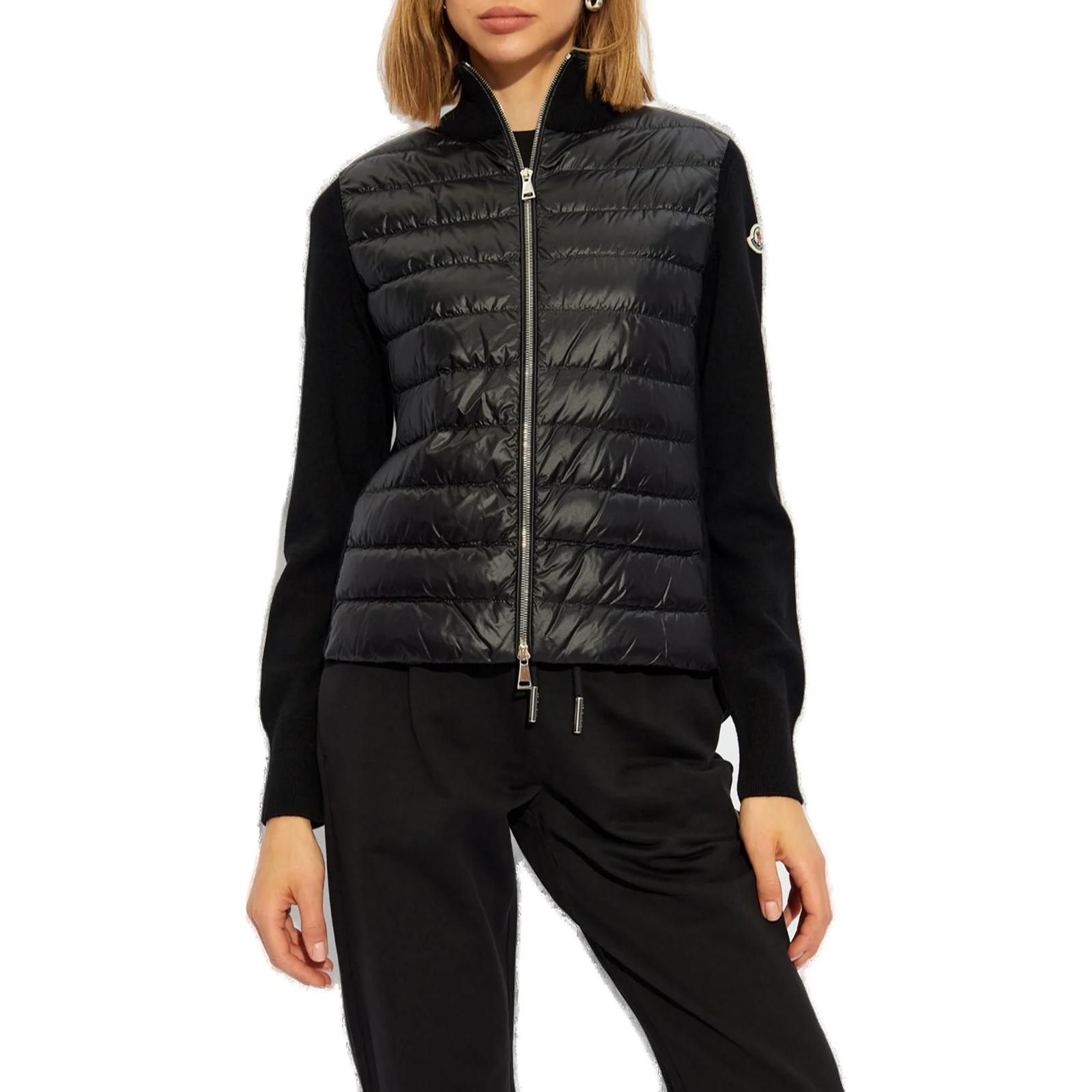 Lookbook (W) 몽클레어 FW24 로고 하이넥 집업 재킷 블랙 J20939B00014M1131999