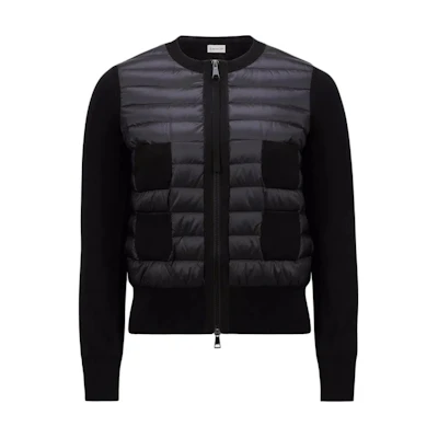 (Women) Moncler FW24 Slim Fit Wool Panel Short Down Jacket Black J20939B51000A9018999