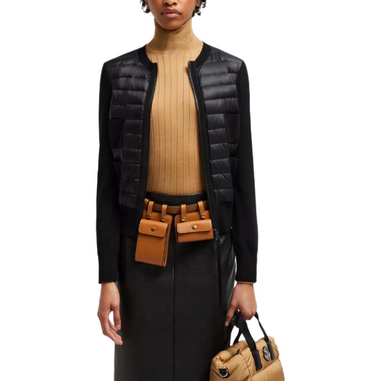 (Women) Moncler FW24  Slim Fit Wool Panel Short Down Jacket Black J20939B51000A9018999 圖 3