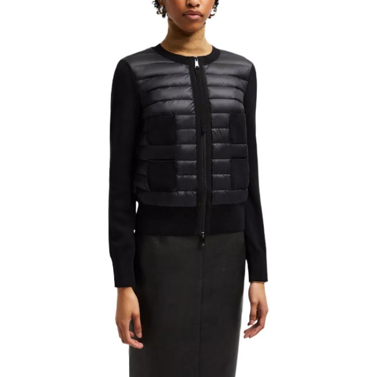 (Women) Moncler FW24  Slim Fit Wool Panel Short Down Jacket Black J20939B51000A9018999 圖 4