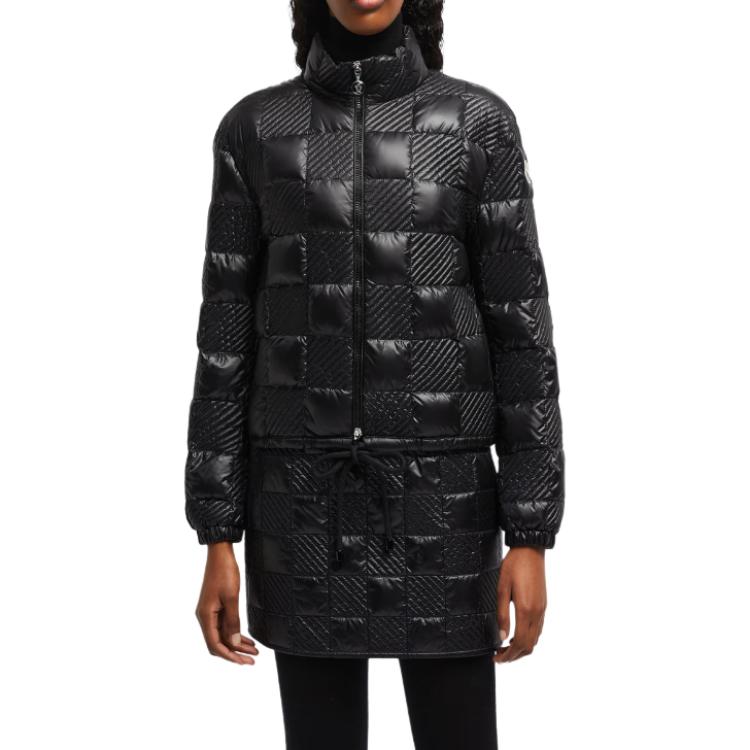 Shop (W) モンクレール FW24 アンシー キルティング チェック ダウンジャケット ライトウェイト ブラック J20931A00052595ZZ999