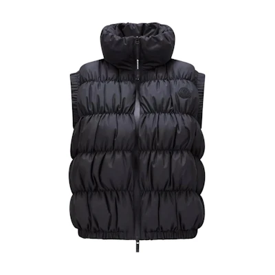 (Women) Moncler FW24 Apriate Black Short Puffer Vest with Zip Closure. J20931A000265973I999